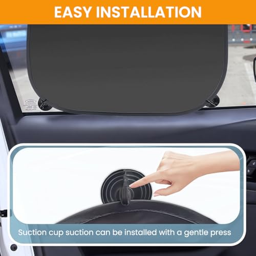 STHIRA® 4Pcs Car Window Sun Shade Protector Premium Sun Shades for Car Dual-Sided UV Protection Sun Guard for Car Window with Mesh & Titanium Silver Cloth, Suction Cup Detachable, 45*37CM - Image 5