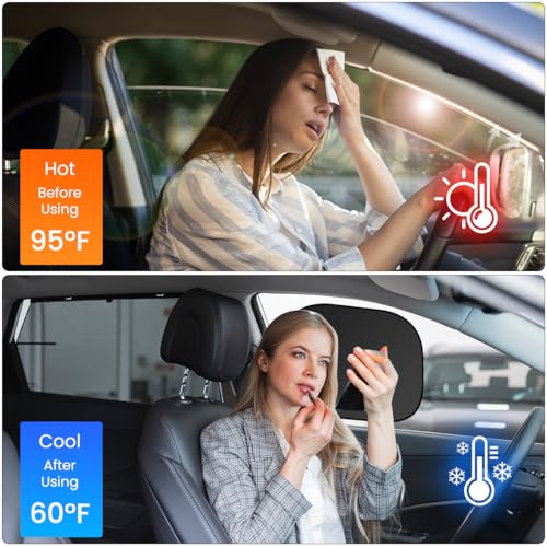 STHIRA® 4Pcs Car Window Sun Shade Protector Premium Sun Shades for Car Dual-Sided UV Protection Sun Guard for Car Window with Mesh & Titanium Silver Cloth, Suction Cup Detachable, 45*37CM - Image 4