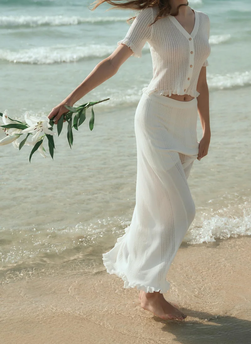 Lichi Openwork jersey maxi skirt