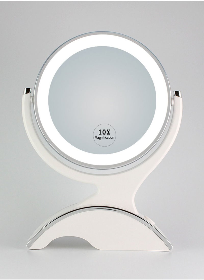 SNOWFLAKES SNOWFLAKES Magnifying Makeup Mirror with Light-1x/10x Rechargeable Lighted Mirror with Magnification  Double Sided 360 Degree Vanity Mirror,Dual Power.(White)  - Image 2