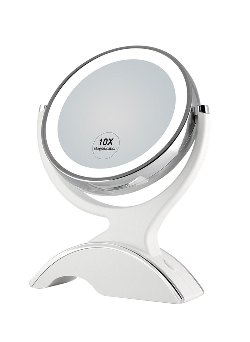 SNOWFLAKES SNOWFLAKES Magnifying Makeup Mirror with Light-1x/10x Rechargeable Lighted Mirror with Magnification  Double Sided 360 Degree Vanity Mirror,Dual Power.(White)  - Image 3