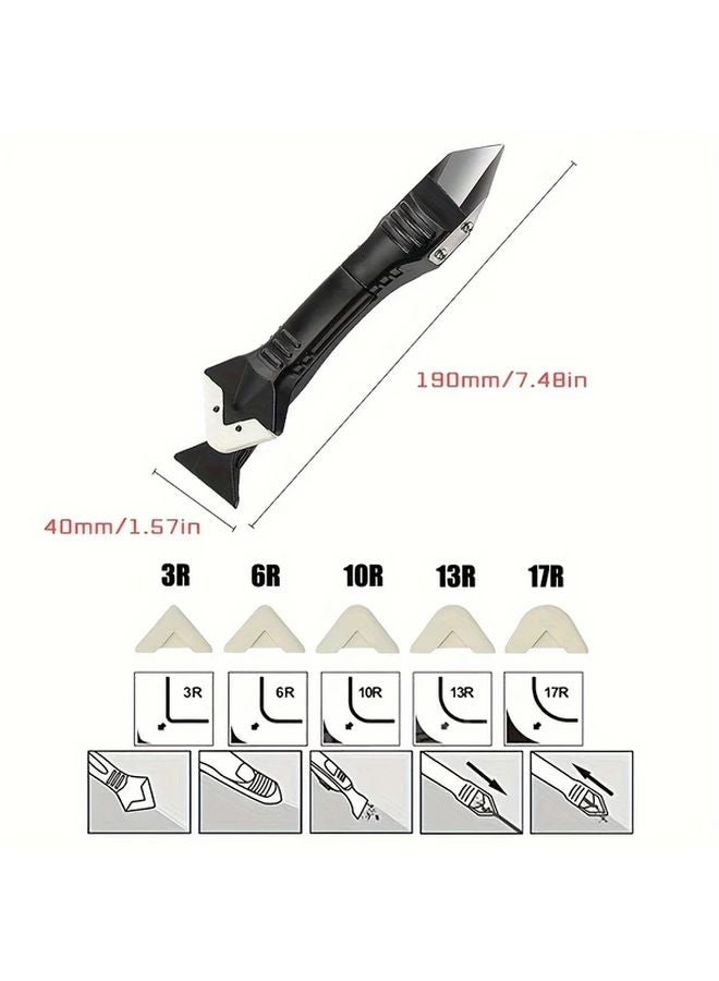 Black 5 in 1 Sealant Finishing Tool Ergonomic Caulking Scraper For Kitchen Bathroom - Image 4