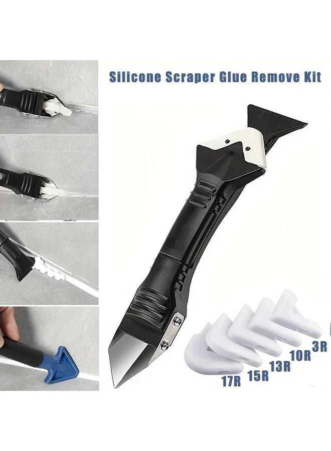 Black 5 in 1 Sealant Finishing Tool Ergonomic Caulking Scraper For Kitchen Bathroom - Image 2