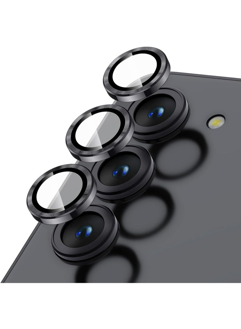 Camera Lens Protector Individual Tempered Glass Camera Screen Protector Metal Ring Lens Cover for Samsung Galaxy S24 plus 5G (Black) - Image 4