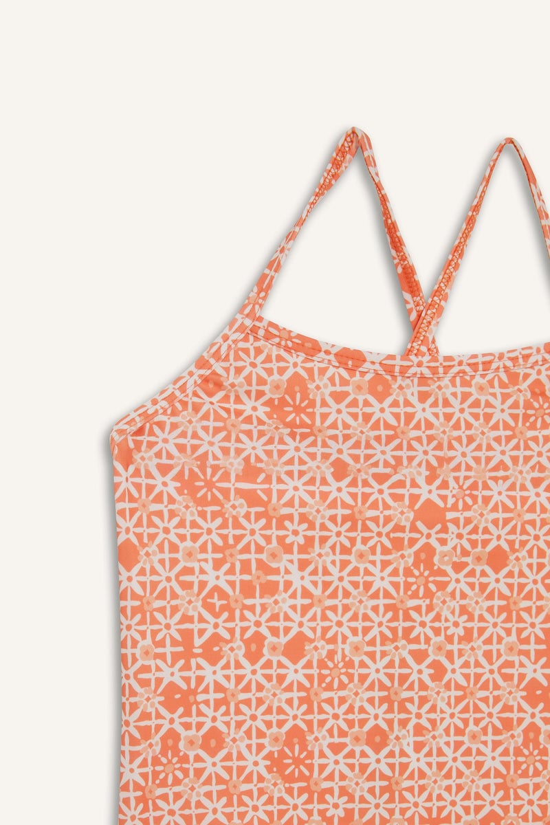 DeFacto Orange Girl Girl Floral Swimsuit Casual - Image 2
