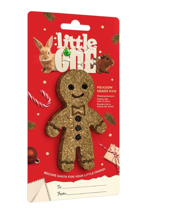 Little One Grass Man Christmas Treat-Toy for Small Mammals 65g – Edible Holiday Chew & Snack