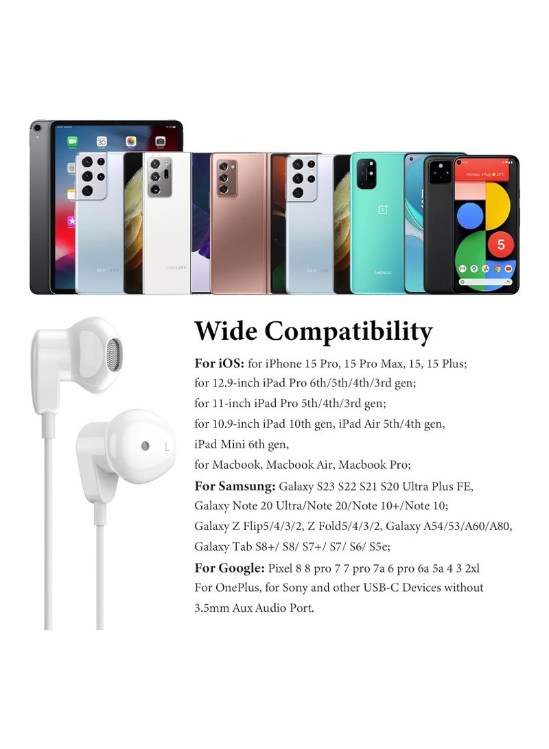 SYOSI USB C Headphones for iPad Pro 15 Pro, USB Type C Earphones HiFi Stereo USB C Wired Earbuds with Microphone Volume Control for S23 Ultra S22 S21 Note20 A54 A53, Pixel 7 6 6a 5 4, OnePlus 9 - Image 5