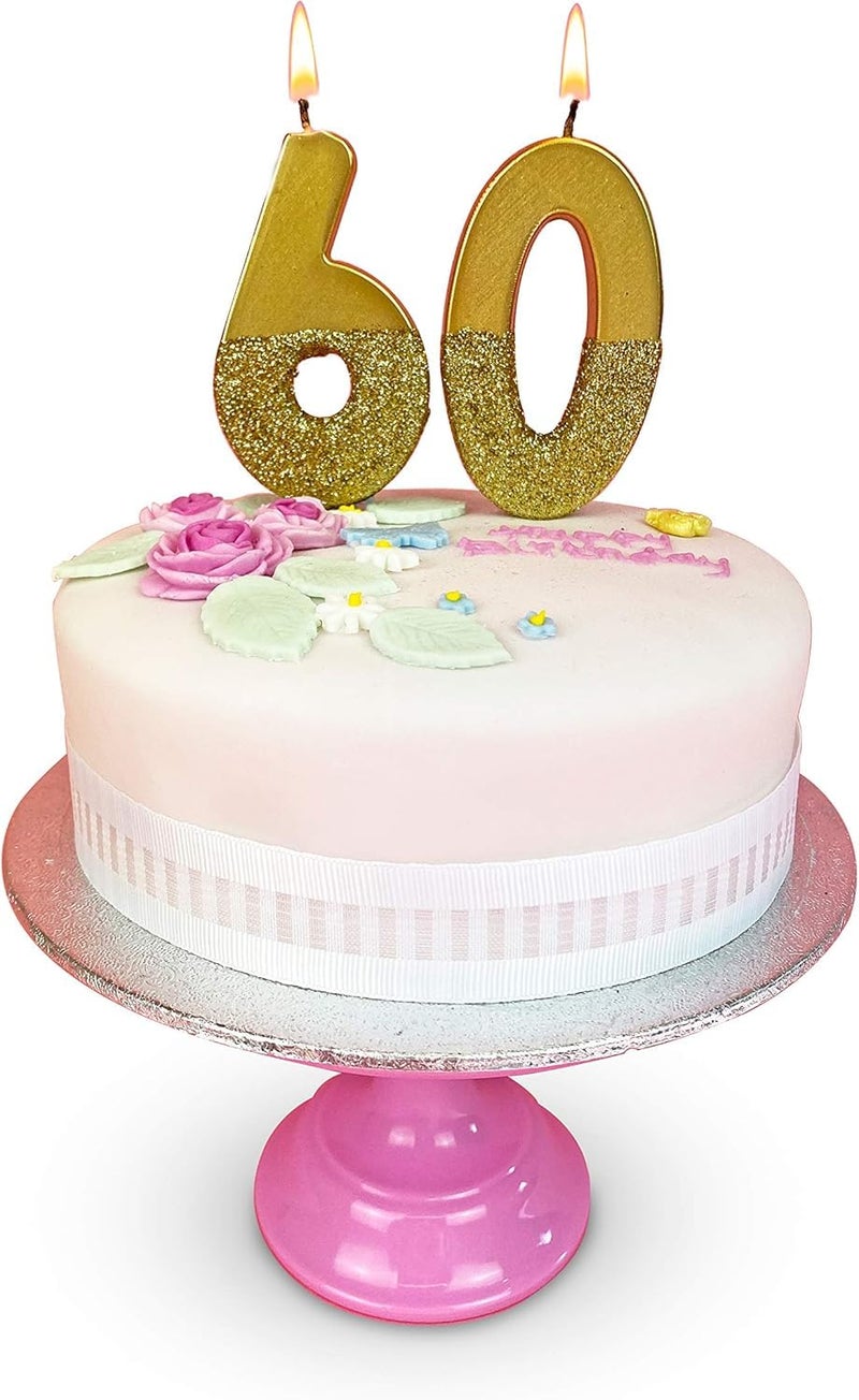 Talking Tables Gold Glitter Number 6 Candle-Premium Quality Cake Topper Decoration Pretty, Sparkly For Kids, Adults, 16th, 60th Birthday Party, Anniversary, Milestone, Height 8cm, 3" - Image 5