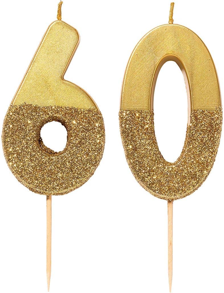 Talking Tables Gold Glitter Number 6 Candle-Premium Quality Cake Topper Decoration Pretty, Sparkly For Kids, Adults, 16th, 60th Birthday Party, Anniversary, Milestone, Height 8cm, 3" - Image 3