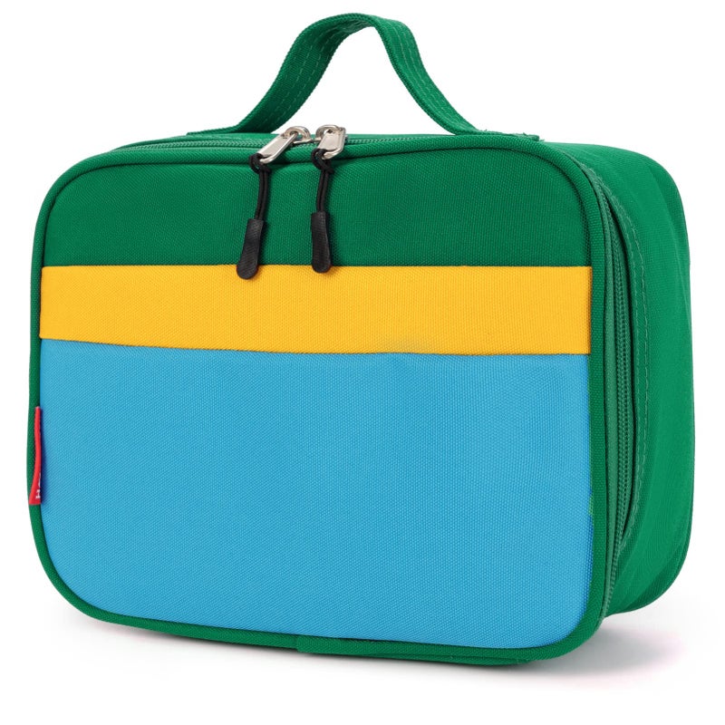 HawLander Insulated Kids Lunch Box Bag for Boys and Girls Standard Size for School Green Blue