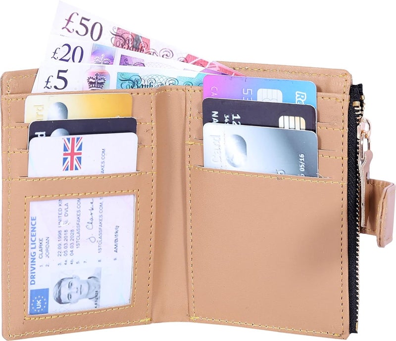 SAMTROH Small Women's Wallet -PU Leather Multi Wallets | Credit Card Holder | Coin Purse Zipper -Small Secure Card Case/Gift Wallet for Women and Girls (Beige) - Image 2