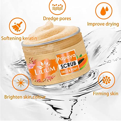 Lilium Papaya Face & Body Scrub & Double Side Face Roller (250g) - Image 2