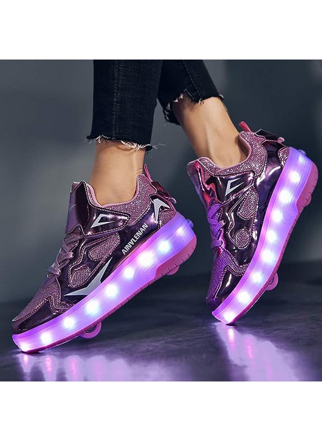 Generic Kids LED USB Charging Roller Skate Shoes with Wheel Shoes Light up Roller Shoes Rechargeable Roller Sneakers for Girls Boys Children  - Image 5