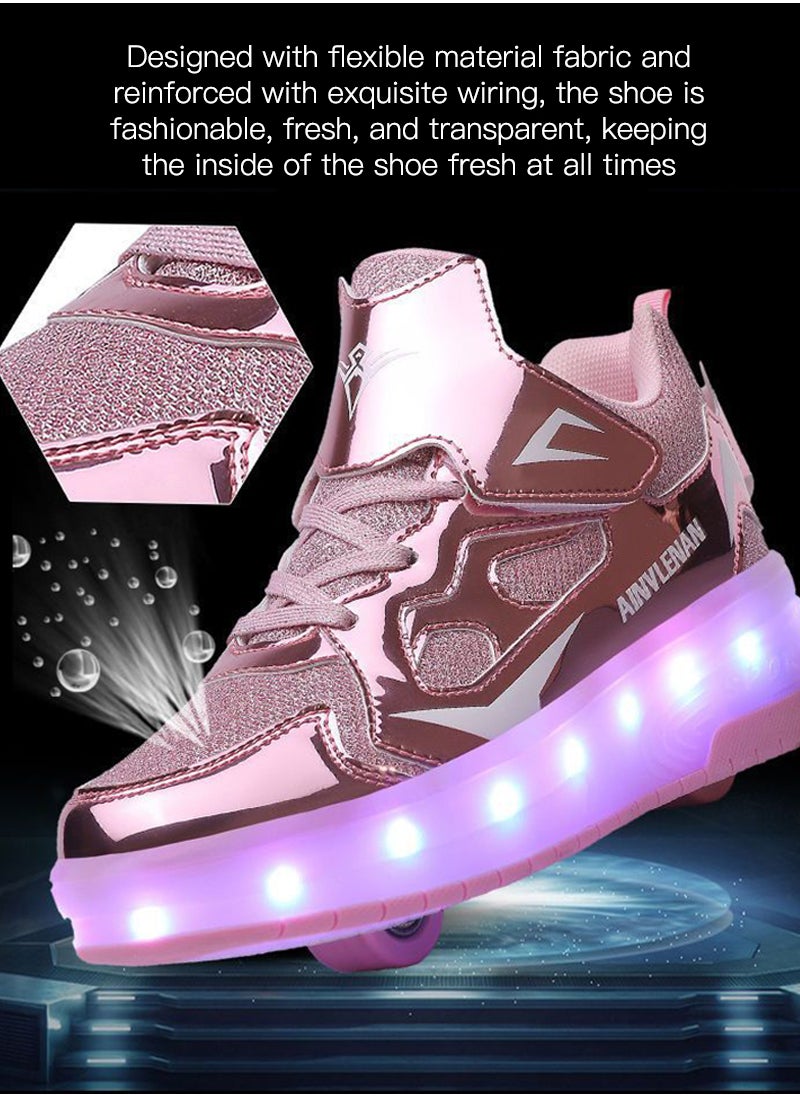 Generic Kids LED USB Charging Roller Skate Shoes with Wheel Shoes Light up Roller Shoes Rechargeable Roller Sneakers for Girls Boys Children  - Image 3