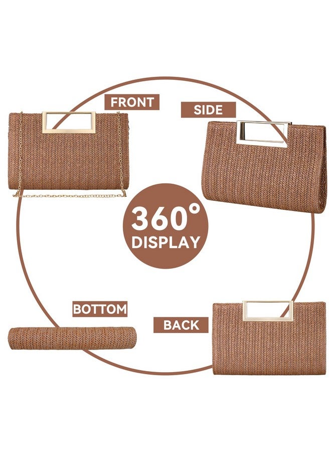 Gets Gets Straw Clutch Purses for Women Summer Top Handle Handbag Woven Ratten Crossbody Bag Wicker Clutch Bag for Travel - Image 3