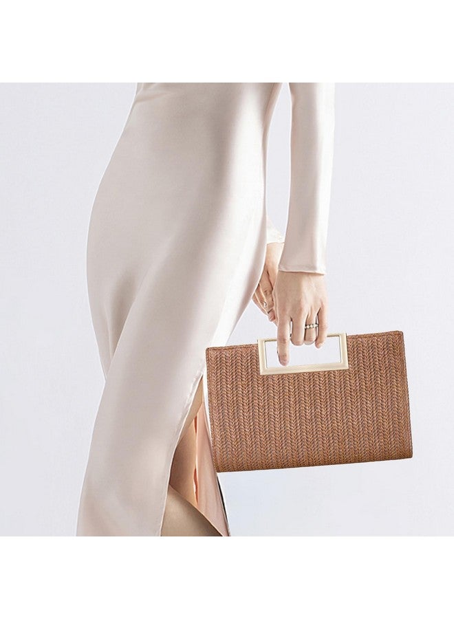 Gets Gets Straw Clutch Purses for Women Summer Top Handle Handbag Woven Ratten Crossbody Bag Wicker Clutch Bag for Travel - Image 2