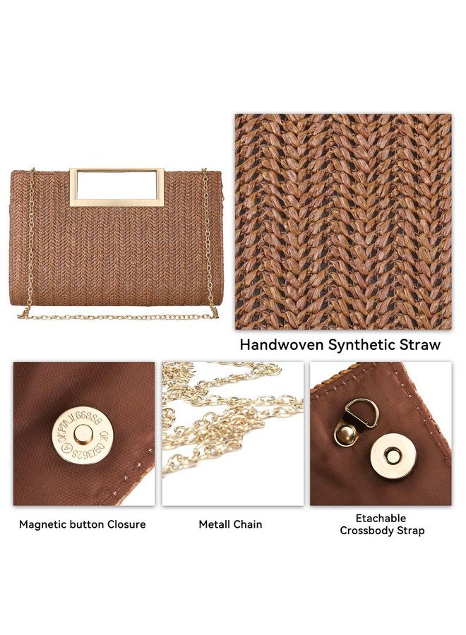Gets Gets Straw Clutch Purses for Women Summer Top Handle Handbag Woven Ratten Crossbody Bag Wicker Clutch Bag for Travel - Image 4