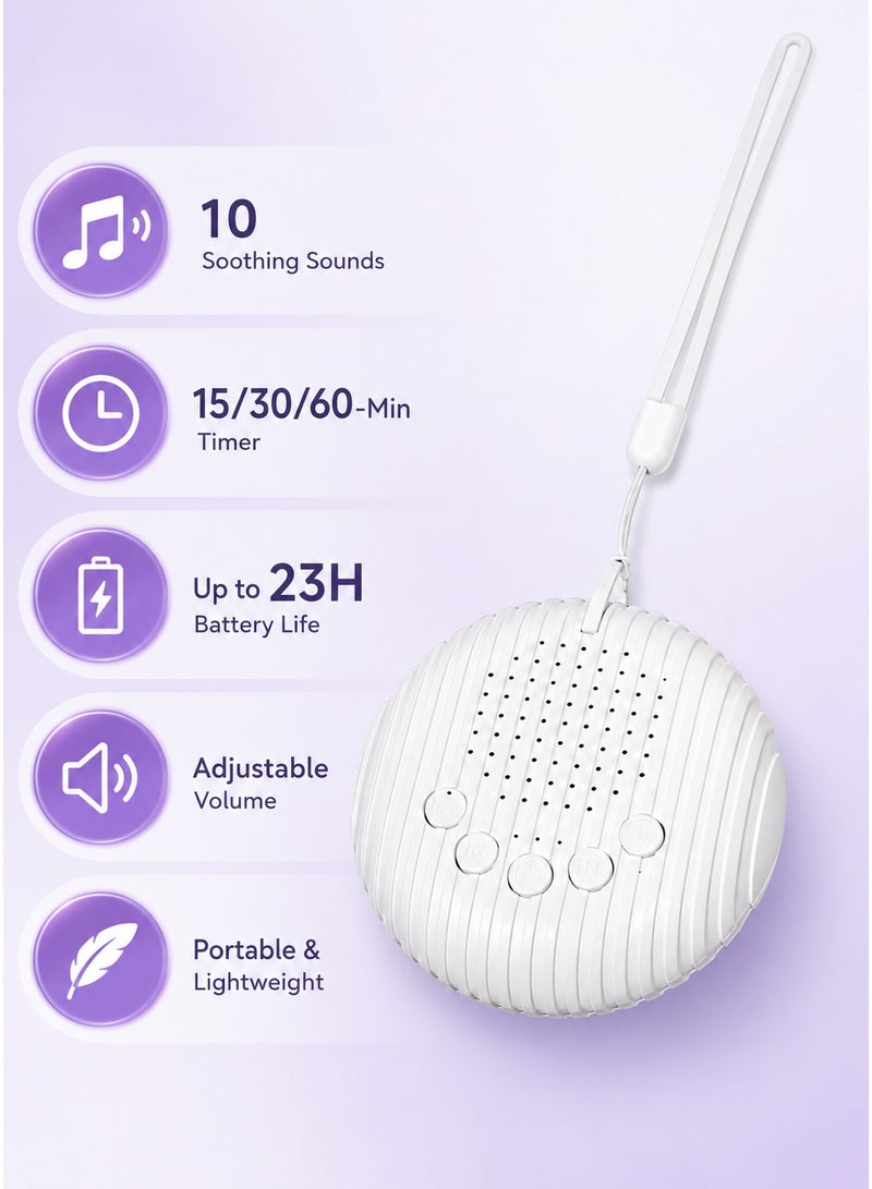 White Noise Machine for Sleep Relax, Sleep Soothers for Baby Children Adult and Elder, Portable Sleep Sound Machine 10 Soothing Sounds Rechargeable battery, Auto Off - Image 1