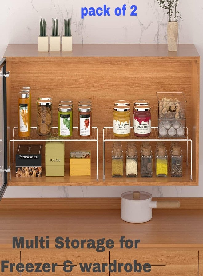 GLOCY Stainless Steel Kitchen Cabinet Rack| Multi-Purpose Plate Stand & Household Shelves| Countertop/Undercounter Organizer for Cups & Pantry Essentials (Pack of 2-silver) - Image 4