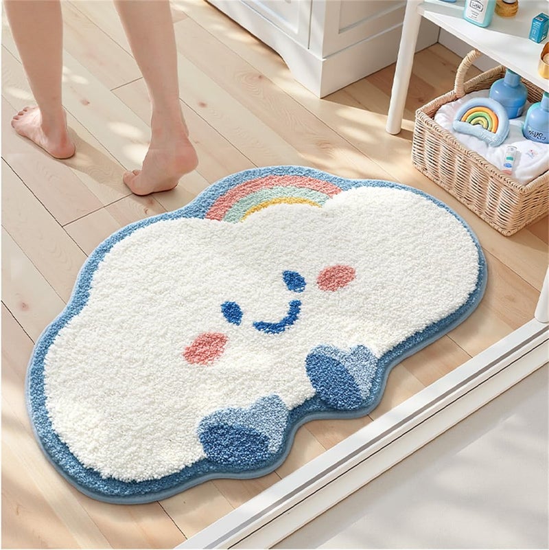 Ankah Bathroom Rugs Bath Mat, Luxury Soft Shaggy Microfiber Shower Rug, Absorbent & Slip Resistant Plush Carpets, Hotel Spa Shower & Bathtub Mats | Machine Washable, 15.8" x 23.6", Blue Cloud - S - Image 1