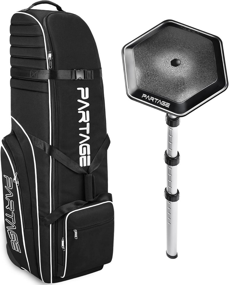 Partage Golf Travel Bag with Wheels, Golf Travel Case for Airlines, 900D Heavy Duty Oxford -Black - Image 1