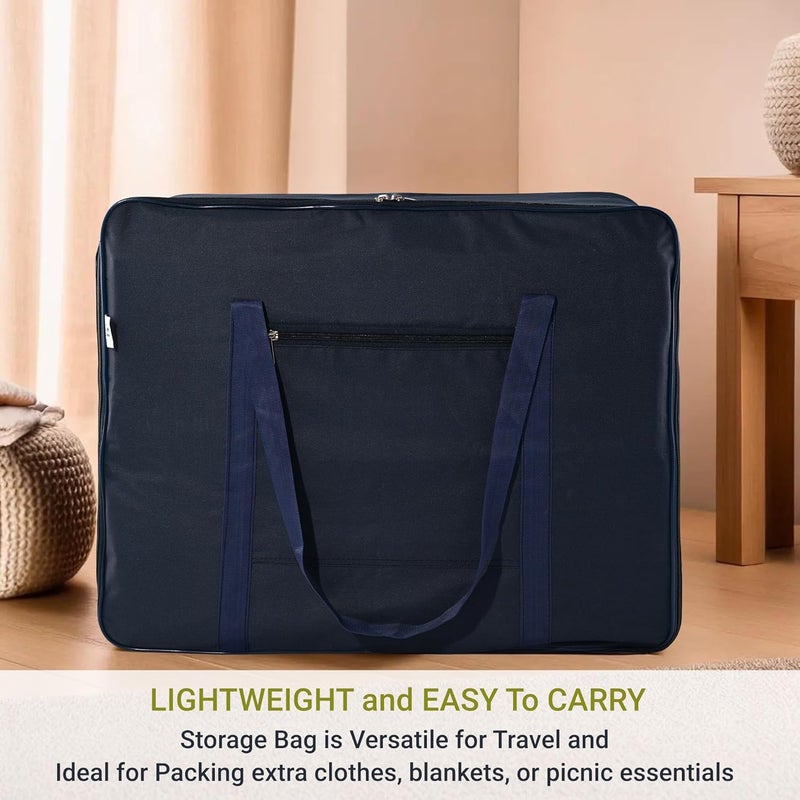Kuber Industries Set of 8 Storage Bag Rexine Underbed Storage Bag Clothes Storage Bag Wardrobe Organizer for BlanketComforters Attachi Bag with Handle Large NavyRoyal Blue - Image 5
