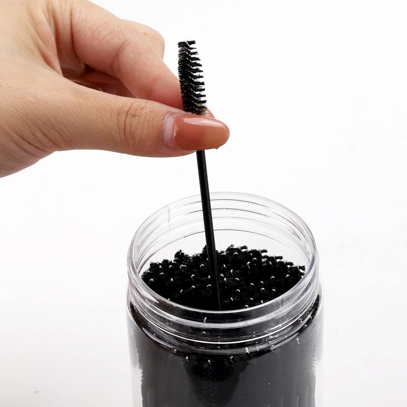Tbestmax 100 Pcs Disposable Mascara Wands, Eyebrow Spoolies Brush for Eyelash Extensions, Lash Brushes with Container (Black) - Image 4