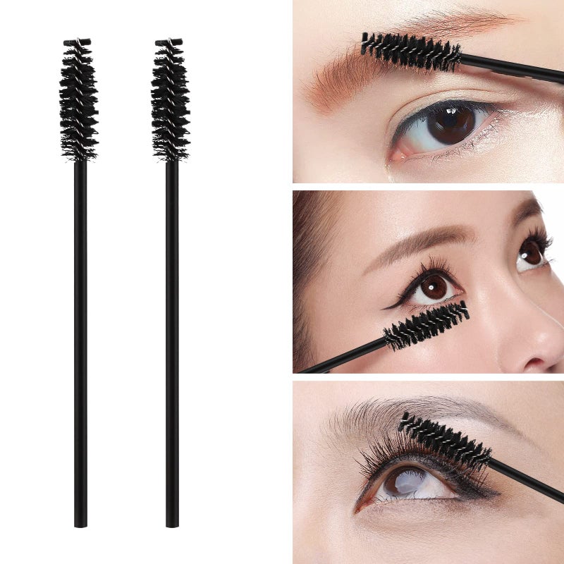 Tbestmax 100 Pcs Disposable Mascara Wands, Eyebrow Spoolies Brush for Eyelash Extensions, Lash Brushes with Container (Black) - Image 2