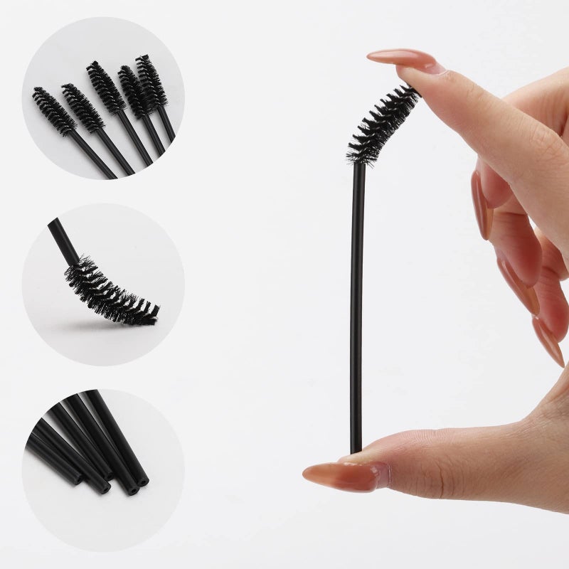 Tbestmax 100 Pcs Disposable Mascara Wands, Eyebrow Spoolies Brush for Eyelash Extensions, Lash Brushes with Container (Black) - Image 3