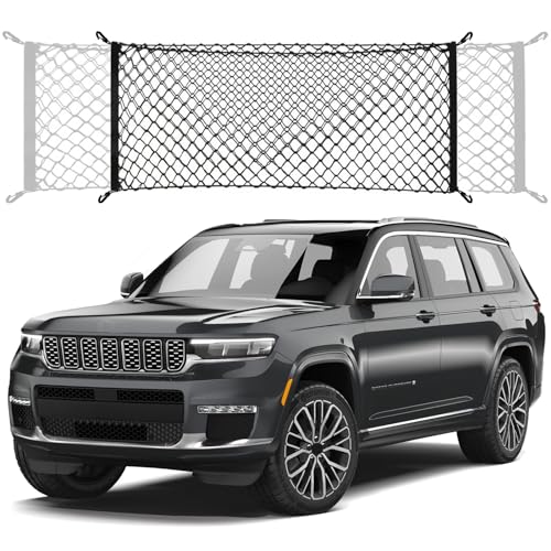 Omocyra Envelope Style Trunk Cargo Net Compatible with Jeep Grand Cherokee New 2025 2024 2023 2022, Grand Cherokee L 2025 2024 2023 2022 (Both 5 and 7 Seats) SUV Nylon Car Rear Mesh Tailgate Netting - Image 1