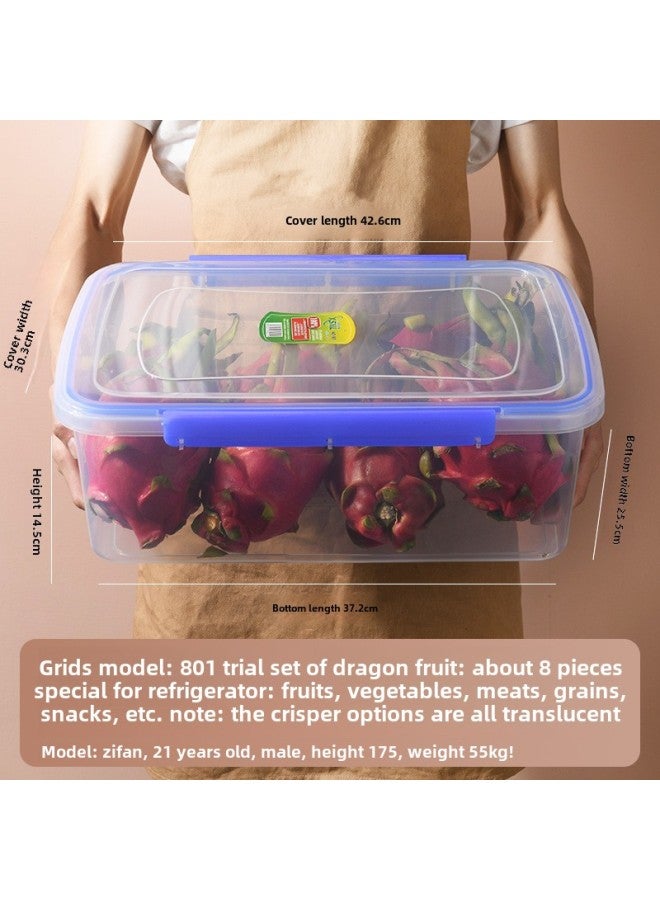 Tang Ya Fresh-keeping Box Food Grade Plastic Box Transparent Rectangular Sealed Box Refrigerator Special Food Box Storage Box-Specifications:801 Double Buckle With Sealing Ring [approx. 10.86L]]  - Image 1