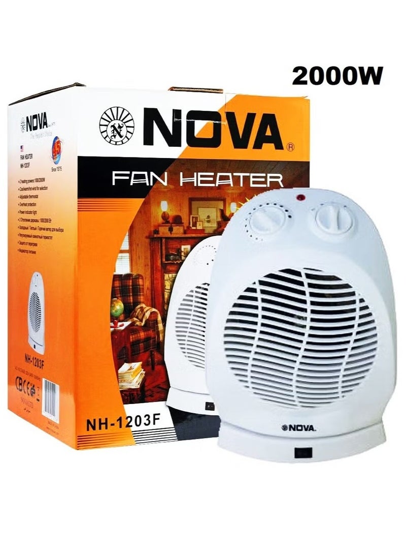 NOVA - 2000W Electric Fan Heater, Room Heater with 2 Temperature Settings, Fast Heating for Home, Office, & Bedroom, Portable NH-Model, Energy-Efficient Fan Heater for Winter - Image 1