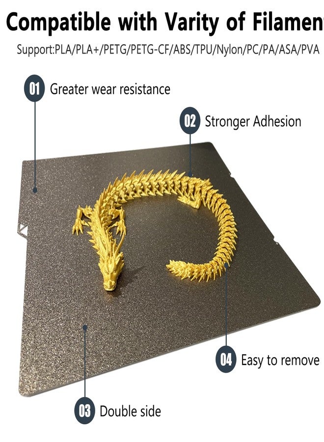 Sahvaim Thicker Kobra S1/Kobra X Build Plate 264x276mm Double Sided Texture Smooth PEI Plate Flexible Removable Spring Steel Magnetic Platform for Anycubic Kobra S1/Kobra X Combo 3D Printer Accessory - Image 5