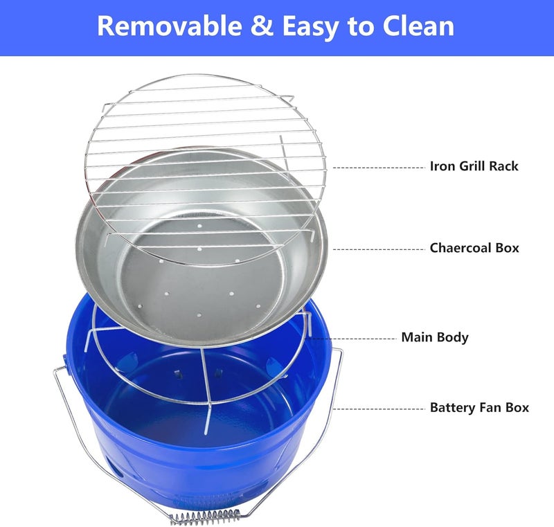 Uten Portable BBQ Grill, Premium Charcoal Grill Table Grill Stainless Steel Barbecue Charcoal Grill for Outdoor Camping Blue - Image 4
