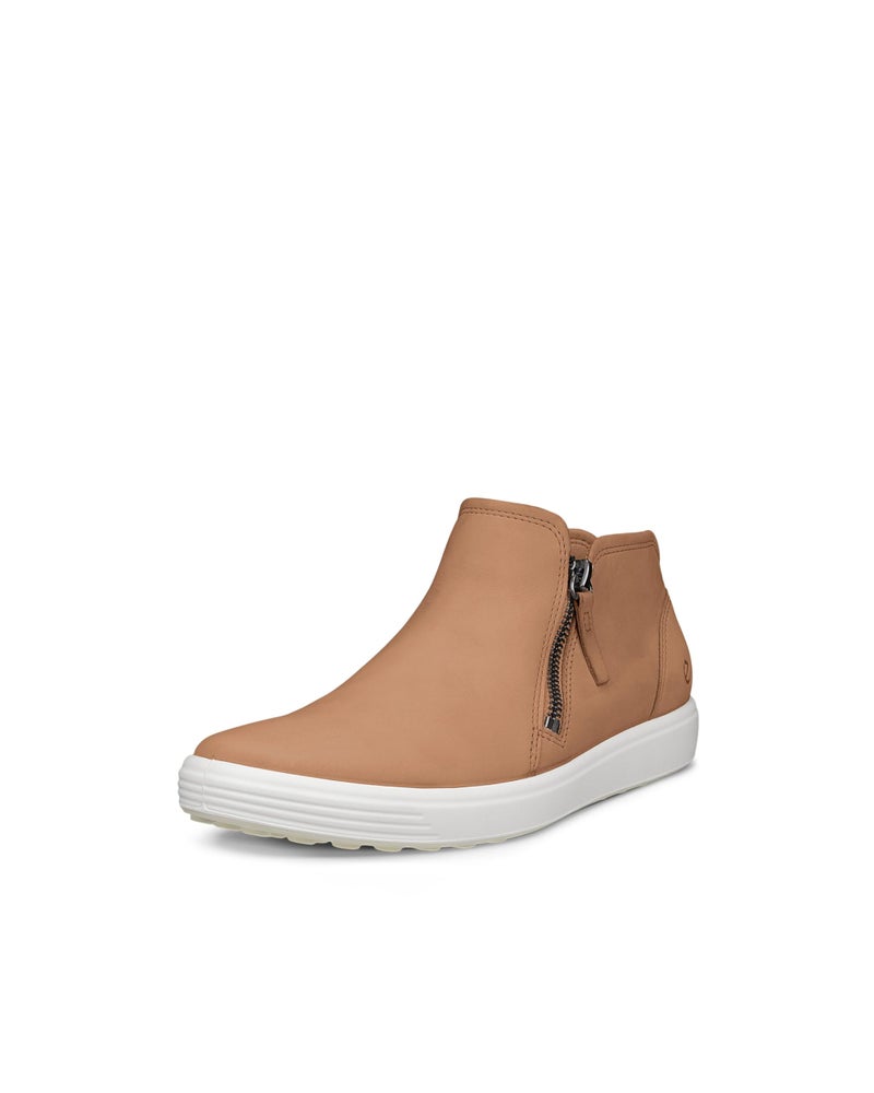 ECCO Womens Soft 7 Side Zip Bootie Sneaker CashmereCashmere 885