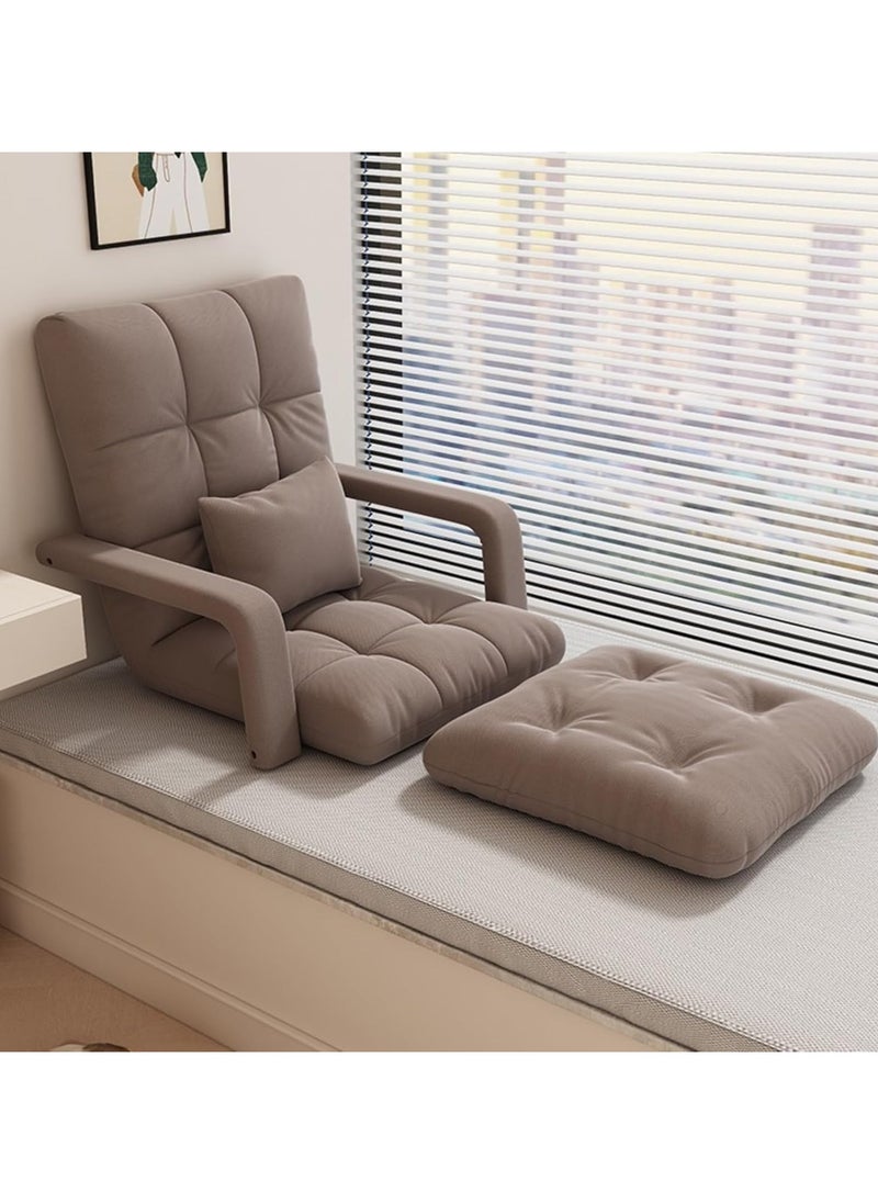 Generic - Folding Floor Chair,Lazy Sofa,Folding single-back sofa cushion,Multi Angle Adjustment Padded Sleeper Bed,Removable Washable Sofa,for Balcony Bedroom,with Pillow and Cushions(Khaki) - Image 1