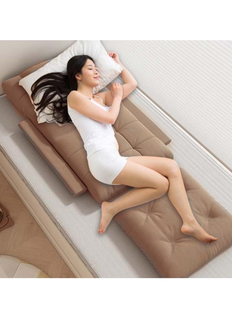 Generic - Folding Floor Chair,Lazy Sofa,Folding single-back sofa cushion,Multi Angle Adjustment Padded Sleeper Bed,Removable Washable Sofa,for Balcony Bedroom,with Pillow and Cushions(Khaki) - Image 1