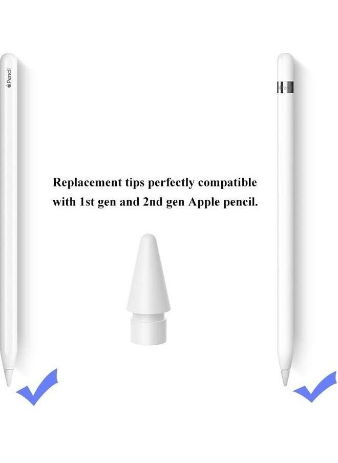 4-Piece Replacement Tips Set Suitable For Apple Pencil 1st And 2nd Generation White, High Sensitive Pen Like iPencil Nib No Wear Out Noiseless Precise Control Stylus Tip for iPad Pro Pencil