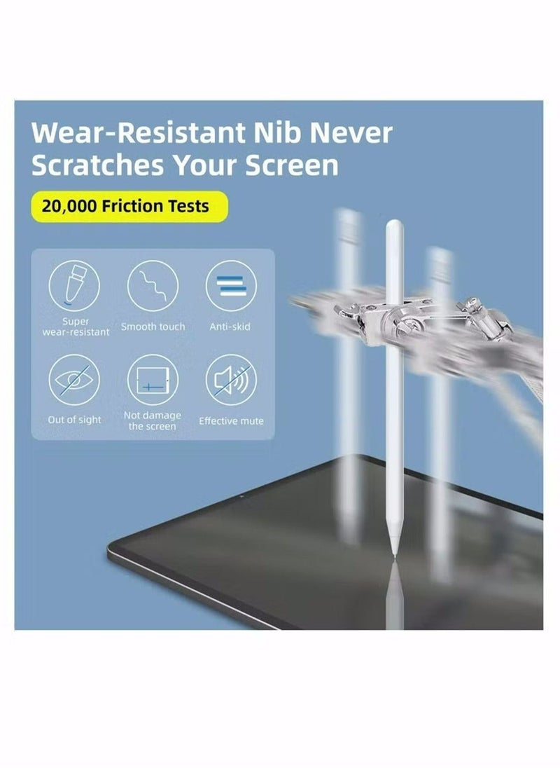 4-Piece Replacement Tips Set Suitable For Apple Pencil 1st And 2nd Generation White, High Sensitive Pen Like iPencil Nib No Wear Out Noiseless Precise Control Stylus Tip for iPad Pro Pencil