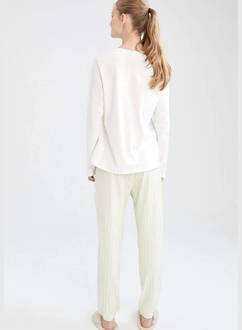 DeFacto Regular Fit Long Sleeve Printed Knitteed Pyjamas Set