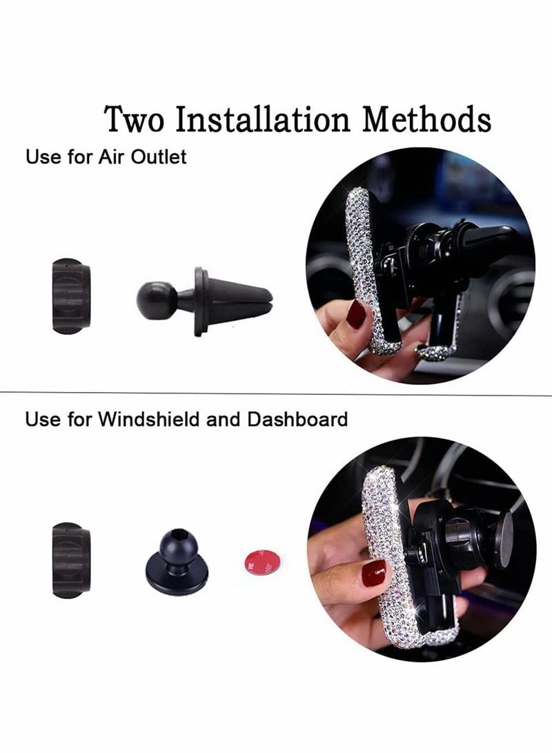 Bling Car Phone Holder Mini Car Dash Air Vent Automatic Phone Mount Universal, 360°Adjustable and Stable Triangle Support, Crystal Auto Car Stand Phone Holder Accessories for Women and Girls (Pink) - Image 4