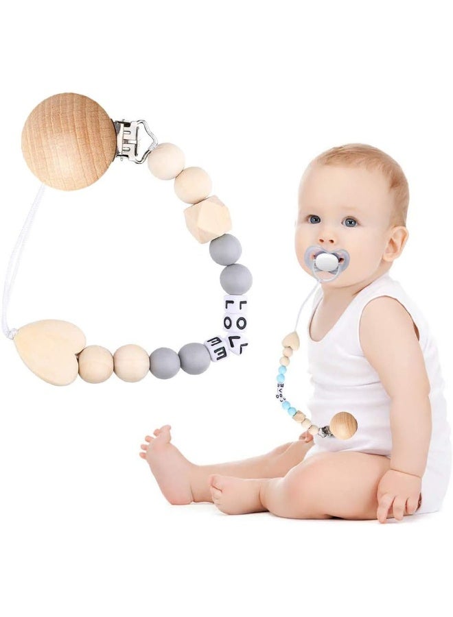 Greneric 24 Pieces Natural Beech Wood Pacifier Clips Teething Grasping Toy Suspender Clips Charm DIY Pacifier Clips Holder Accessories - Image 5