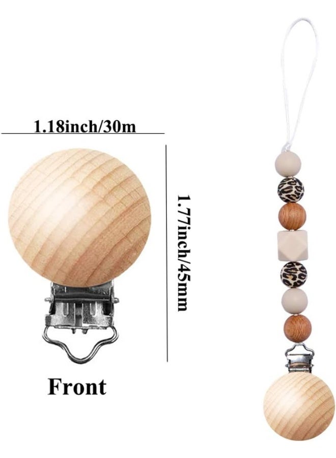 Greneric 24 Pieces Natural Beech Wood Pacifier Clips Teething Grasping Toy Suspender Clips Charm DIY Pacifier Clips Holder Accessories - Image 2