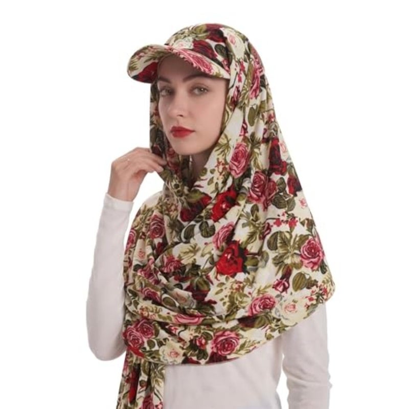 وشاح حجاب نسائي مسلم من ZLYC مع غطاء رأس مدمج للحماية من الشمس - Image 2