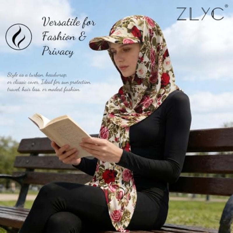 وشاح حجاب نسائي مسلم من ZLYC مع غطاء رأس مدمج للحماية من الشمس - Image 3