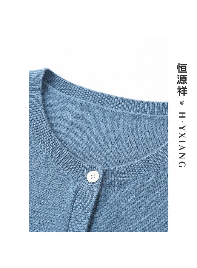 Hengyuanxiang Embroidered Chestwomen'S Wool Cardigan Round Neck Autumn Knitted Sweater Casual Layering Coat - Image 5