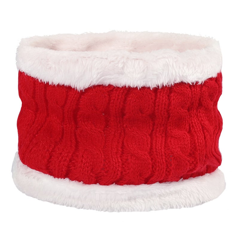 Kids Knit Beanie Scarf Set Winter Warm Pom-Pom Red Scarf  - Image 1