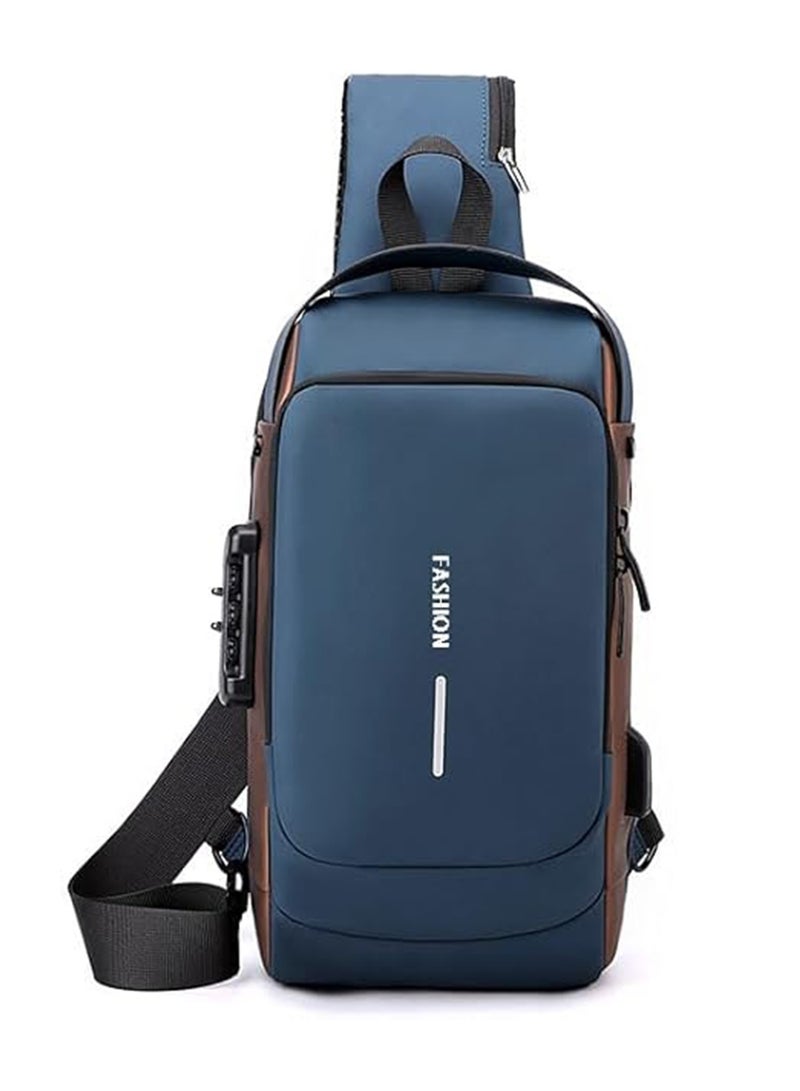 fasion AntiTheft Sling Crossbody Bag for Men & Women Waterproof Chest Shoulder Bag with USB Charging Port - Image 1