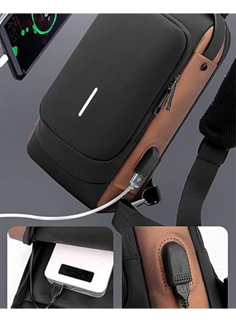fasion AntiTheft Sling Crossbody Bag for Men & Women Waterproof Chest Shoulder Bag with USB Charging Port - Image 3