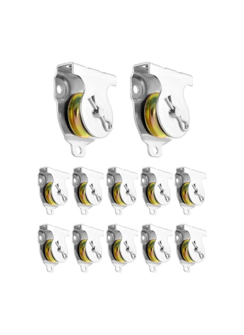 Generic - Wall Mount Pulleys, 12 Pcs 1-1/2" Ceiling Mount Single Pulley V-Groove Pulley Hardware Accessories for 3/8" Wire or Rope, Working Load 420 Lbs, Heavy-Duty Iron Galvanized Pulley - Image 1